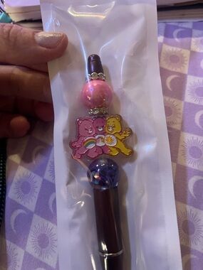 Decorative Pink & Yellow Bear Charm Ballpoint Pen
